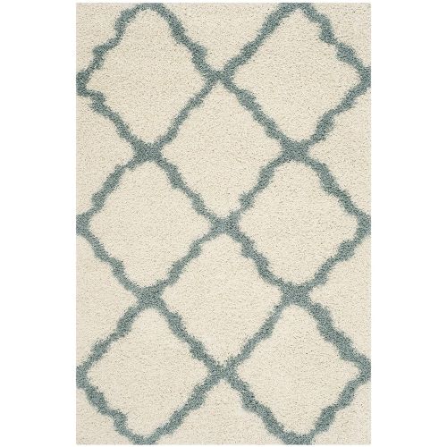  Safavieh Dallas Shag Collection SGD257J Ivory and Light Blue Area Rug (8 x 10)