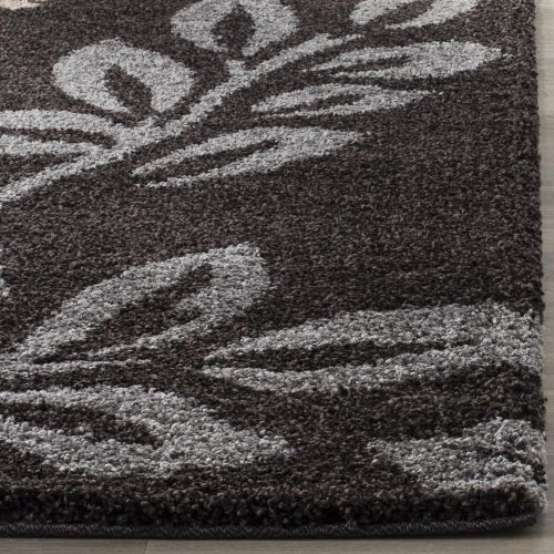  Safavieh Florida Shag Collection SG456-2880 Dark Brown and Grey Square Area Rug (4 Square)