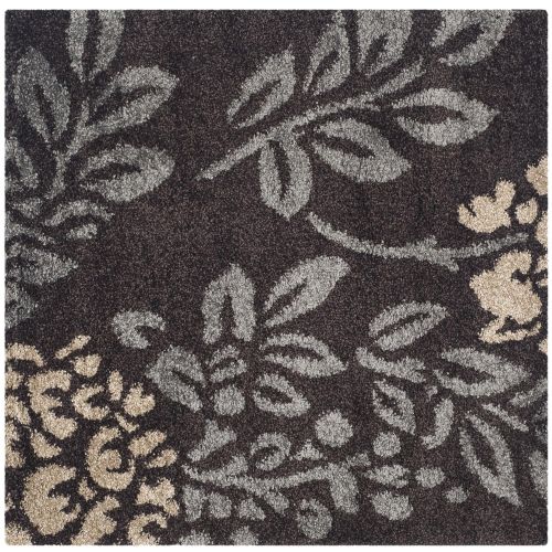  Safavieh Florida Shag Collection SG456-2880 Dark Brown and Grey Square Area Rug (4 Square)