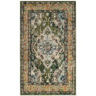 Safavieh Monaco Collection MNC243F Vintage Oriental Forest Green and Light Blue Distressed Area Rug (3 x 5)