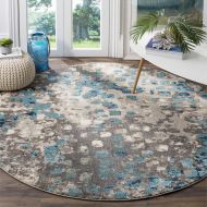 Safavieh Monaco Collection MNC225E Modern Abstract Grey and Light Blue Round Area Rug (5 in Diameter)