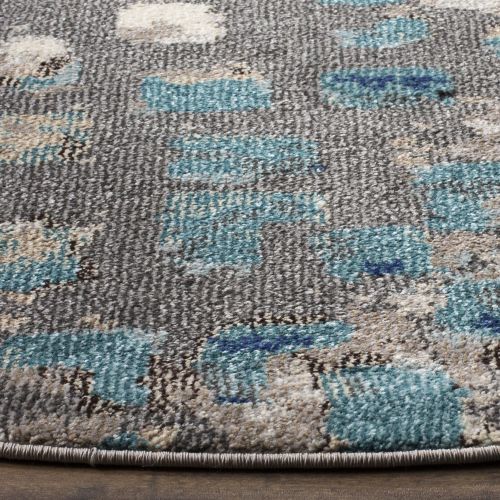  Safavieh Monaco Collection MNC225E Modern Abstract Grey and Light Blue Round Area Rug (5 in Diameter)