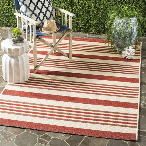  Safavieh Courtyard Collection CYL7062-238A Beige and Red Indoor/ Outdoor Area Rug (5 x 8)