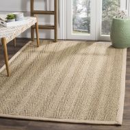 Safavieh Natural Fiber Collection NF115A Herringbone Natural and Beige Seagrass Area Rug (4 x 6)