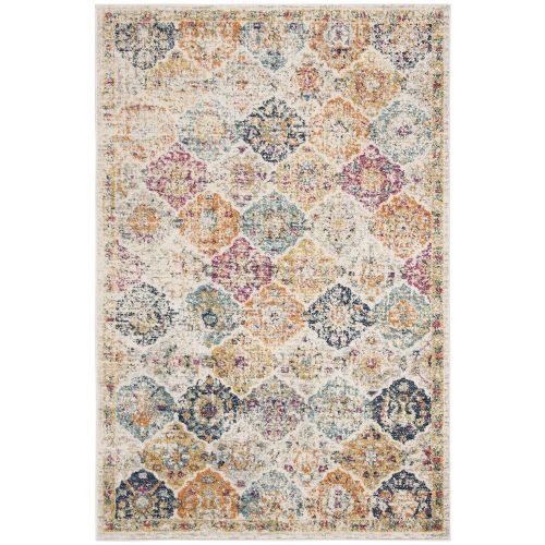  Safavieh Madison Collection MAD611B Bohemian Chic Vintage Distressed Area Rug, 4 x 6, Cream/Multi