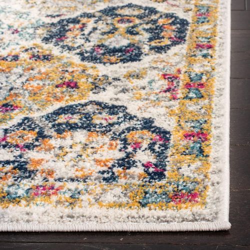  Safavieh Madison Collection MAD611B Bohemian Chic Vintage Distressed Area Rug, 4 x 6, Cream/Multi