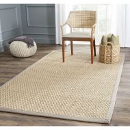 Safavieh Natural Fiber Collection NF114P Basketweave Natural and Grey Summer Seagrass Area Rug (3 x 5)