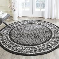 Safavieh Adirondack Collection ADR110A Black and Silver Vintage Distressed Round Area Rug (6 Diameter)