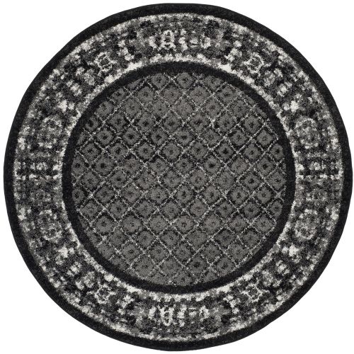  Safavieh Adirondack Collection ADR110A Black and Silver Vintage Distressed Round Area Rug (6 Diameter)
