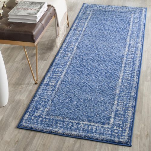  Safavieh Adirondack Collection ADR110F Light Blue and Dark Blue Vintage Distressed Runner (26 x 22)