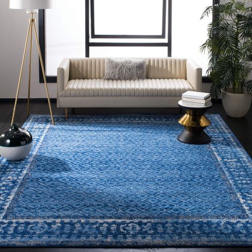  Safavieh Adirondack Collection ADR110F Light Blue and Dark Blue Vintage Distressed Area Rug (10 x 14)