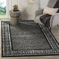 Safavieh Adirondack Collection ADR110A Black and Silver Vintage Distressed Square Area Rug (6 Square)