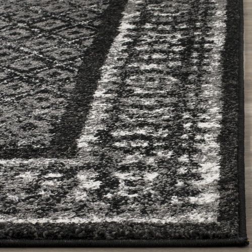  Safavieh Adirondack Collection ADR110A Black and Silver Vintage Distressed Square Area Rug (6 Square)