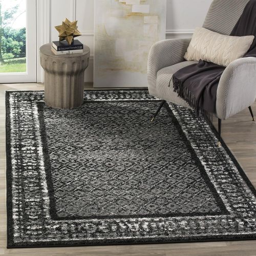  Safavieh Adirondack Collection ADR110A Vintage Distressed Area Rug, 51 x 76, Black/Silver