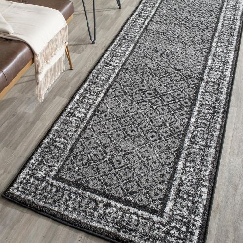  Safavieh Adirondack Collection ADR110A Vintage Distressed Runner, 26 x 10, Black/Silver