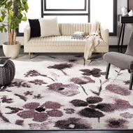 Safavieh Adirondack Collection ADR127L Ivory and Purple Vintage Floral Square Area Rug (6 Square)