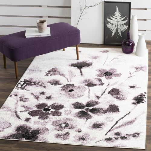 Safavieh Adirondack Collection ADR127L Ivory and Purple Vintage Floral Square Area Rug (6 Square)
