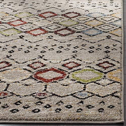  Safavieh Amsterdam Collection AMS108G Southwestern Bohemian Light Grey and Multi Area Rug (51 x 76)