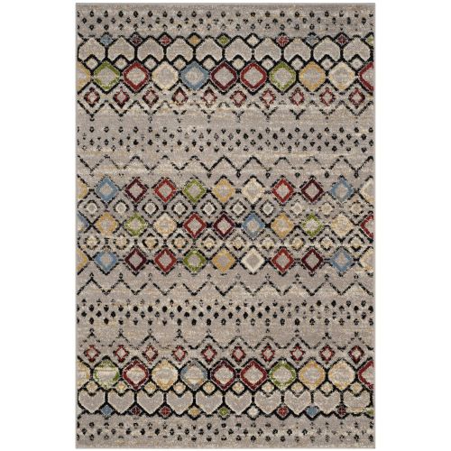  Safavieh Amsterdam Collection AMS108G Southwestern Bohemian Light Grey and Multi Area Rug (51 x 76)