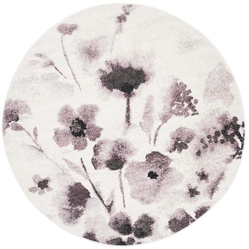  Safavieh Adirondack Collection ADR127L Ivory and Purple Vintage Floral Round Area Rug (6 Diameter)