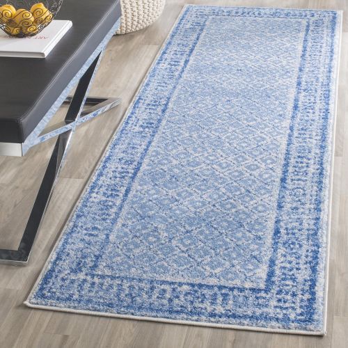  Safavieh Adirondack Collection ADR110D Silver and Blue Vintage Distressed Runner (26 x 12)