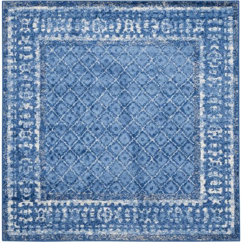  Safavieh Adirondack Collection ADR110F Light Blue and Dark Blue Vintage Distressed Square Area Rug (6 Square)