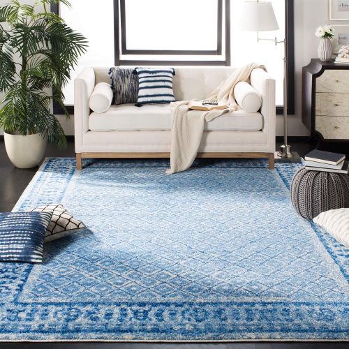  Safavieh Adirondack Collection ADR110D Silver and Blue Vintage Distressed Square Area Rug (8 Square)