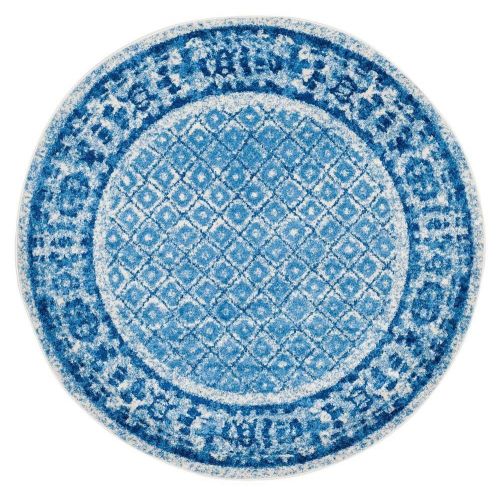  Safavieh Adirondack Collection ADR110D Silver and Blue Vintage Distressed Round Area Rug (4 Diameter)