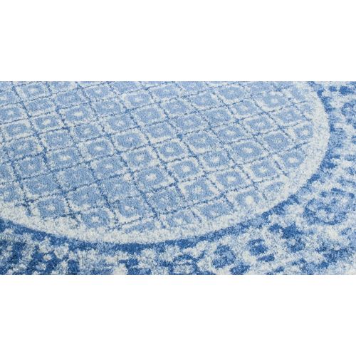  Safavieh Adirondack Collection ADR110D Silver and Blue Vintage Distressed Round Area Rug (4 Diameter)