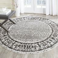 Safavieh Adirondack Collection ADR110B Ivory and Silver Vintage Distressed Round Area Rug (8 Diameter)