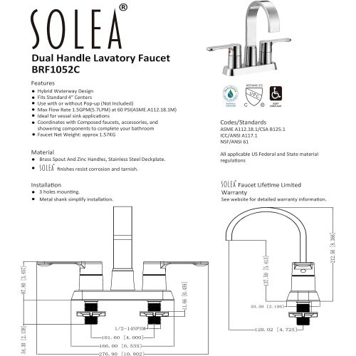  Safavieh BRF1052C Solea Collection Compose Bathroom Faucet, Chrome
