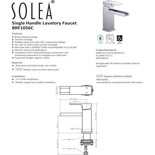  Safavieh BRF1056C Solea Collection Balance Bathroom Faucet, Chrome