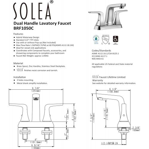  Safavieh BRF1050C Solea Collection Excel Bathroom Faucet, Chrome