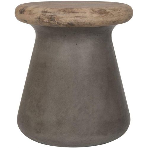  Safavieh Outdoor Collection Button Modern Concrete Dark Grey Round 18.1-inch Accent Table