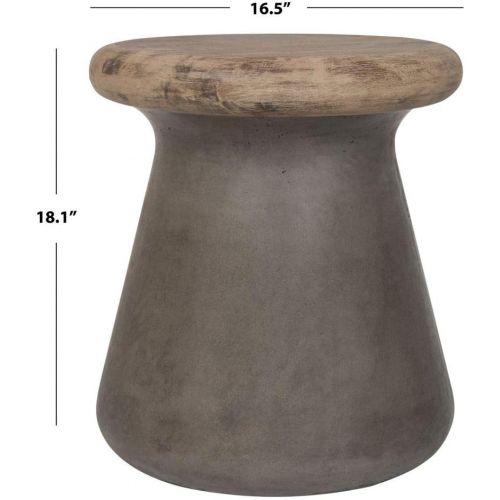  Safavieh Outdoor Collection Button Modern Concrete Dark Grey Round 18.1-inch Accent Table