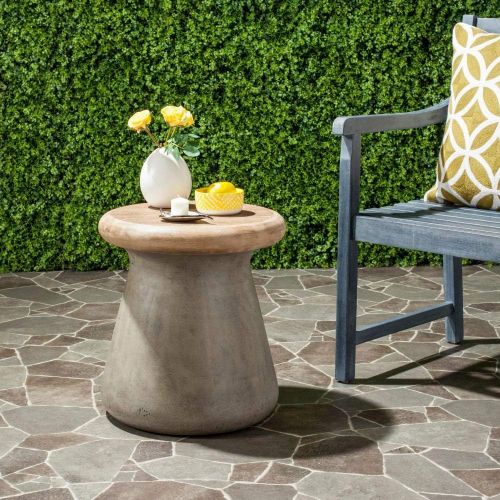  Safavieh Outdoor Collection Button Modern Concrete Dark Grey Round 18.1-inch Accent Table