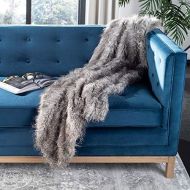 Safavieh Home Collection Faux Luxe Peacock Throw, Grey