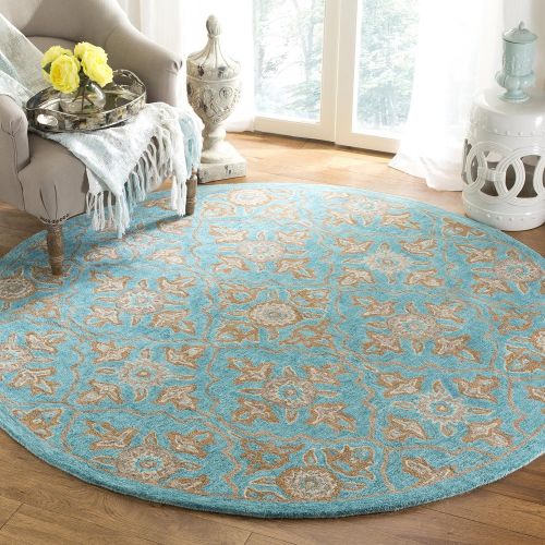  Safavieh Heritage Collection HG870A Handcrafted Traditional Turquoise and Multi Wool Area Rug (3 x 5)