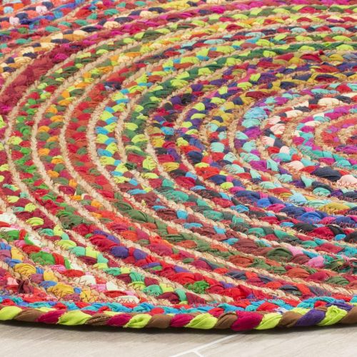  Safavieh Cape Cod Collection CAP203A Handmade Red and Multicolored Jute Round Area Rug (5 in Diameter)