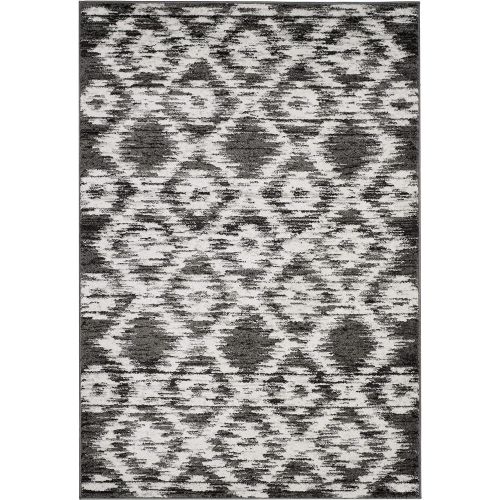  Safavieh Adirondack Collection ADR118R Charcoal and Ivory Modern Geometric Area Rug (6 x 9)