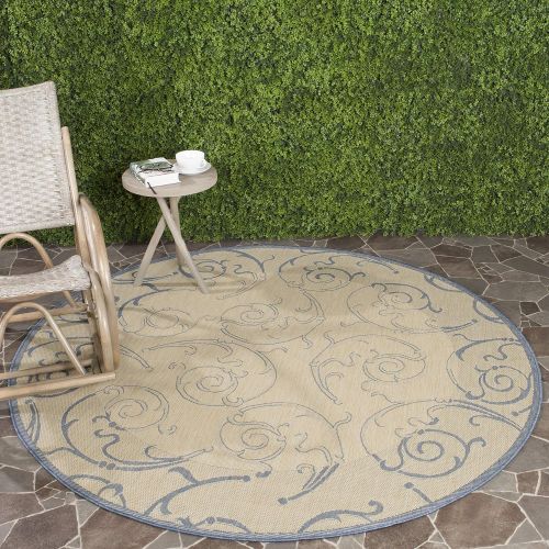  Safavieh Courtyard Collection CY2665-3009 Brown and Natural Indoor Outdoor Round Area Rug (710 Diameter)