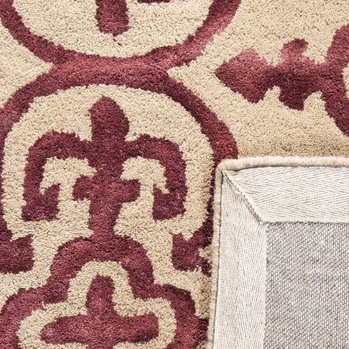  Safavieh Dip Dye Collection DDY711G Handmade Moroccan Geometric Watercolor Beige and Maroon Wool Area Rug (3 x 5)