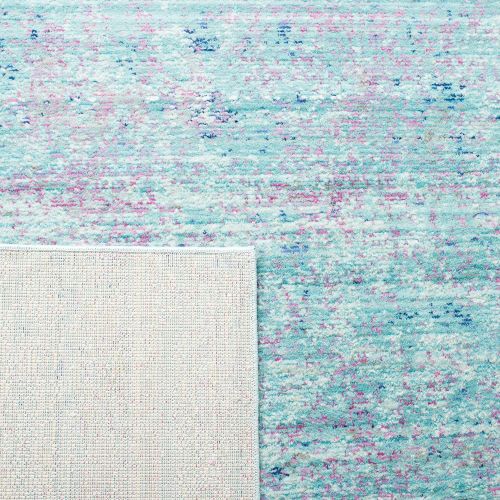  Safavieh Valencia Collection VAL203N Lavender and Multi Distressed Watercolor Silky Polyester Area Rug (5 x 8)