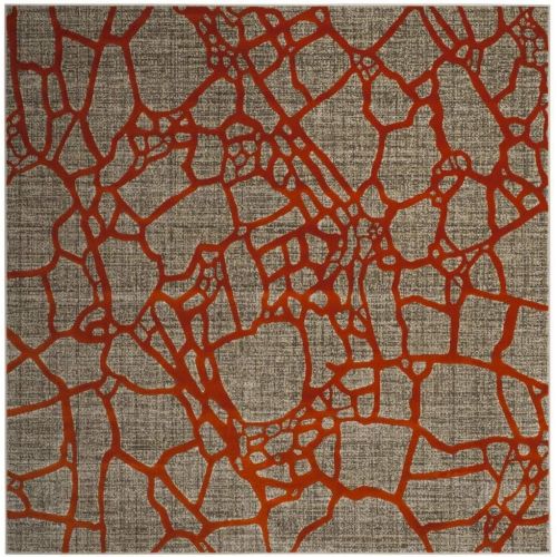  Safavieh Porcello Collection PRL7737F Light Grey and Orange Round Area Rug, 67 in Diameter