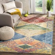 Safavieh Safran Collection SFN593A Hand-loomed Multicolored Distressed Bohemian Southwestern Cotton Area Rug (5 x 8)
