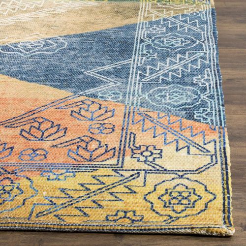  Safavieh Safran Collection SFN593A Hand-loomed Multicolored Distressed Bohemian Southwestern Cotton Area Rug (5 x 8)