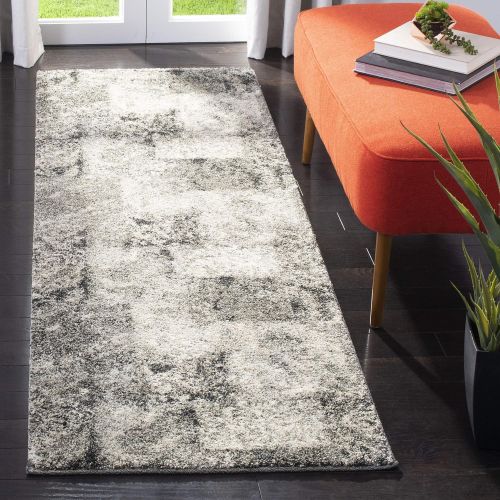  Safavieh Retro Collection RET2137-1180 Modern Abstract Cream and Grey Square Area Rug (6 Square)