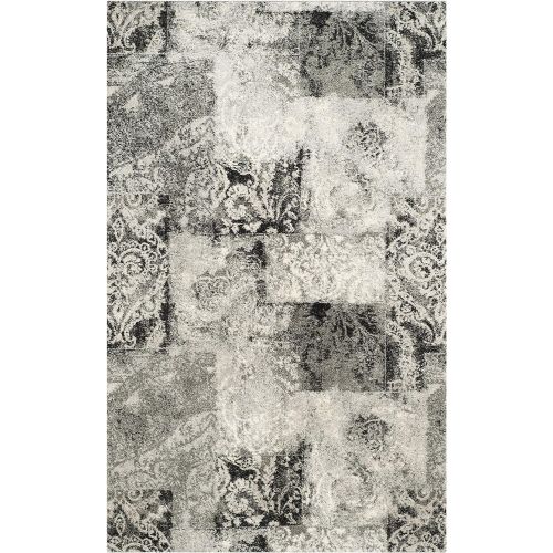  Safavieh Retro Collection RET2137-1180 Modern Abstract Cream and Grey Square Area Rug (6 Square)