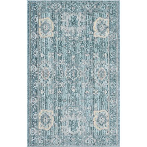  Safavieh Valencia Collection VAL110B Alpine and Multi Vintage Distressed Silky Polyester Area Rug (8 x 10)