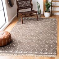 Safavieh Natural Kilim Collection NKM316A Flatweave Brown and Ivory Wool Area Rug (4 x 6)